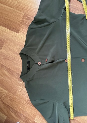 Zara Düğmeli Uzun Kollu Haki Kadın Tunik gömlek