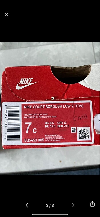 23 Beden Çocuk nike ayakkabı