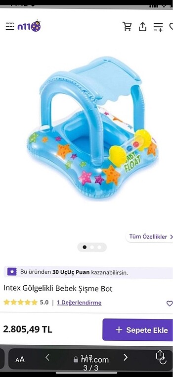 Beden Baby float gölgelikli deniz simidi