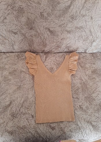 Kürklü V Yaka Kısa Kadın Triko bluz