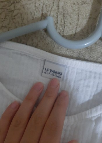 Düğmeli Beyaz Keten kiz cocuk Gömlek - Görsel 3