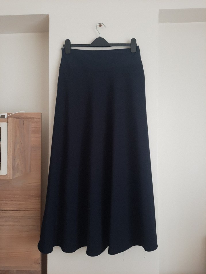 Lacivert Drapeli Uzun Kadın Etek - Görsel 2