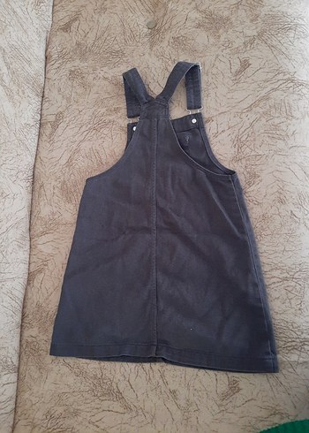 Kız Çocuk Siyah Kürklü Askılı Elbise - Görsel 3