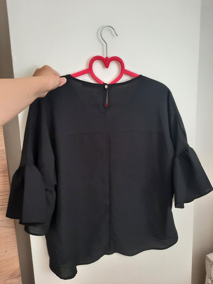 Dantel İşlemeli Siyah Uzun Kollu Bluz - Görsel 2