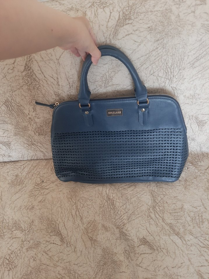 Navy Deri Kadın Çanta Fermuarlı - Görsel 2