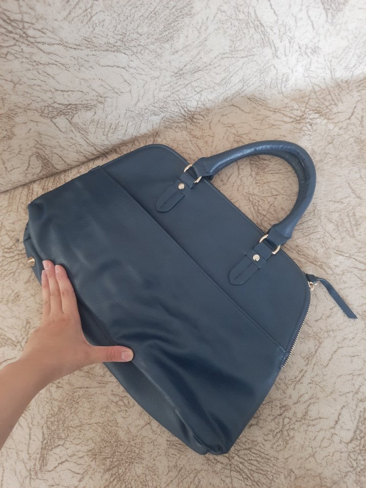 Navy Deri Kadın Çanta Fermuarlı - Görsel 3