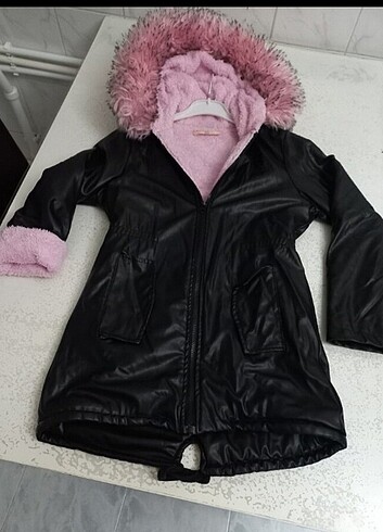 Deri peluş kürklü mont kaban