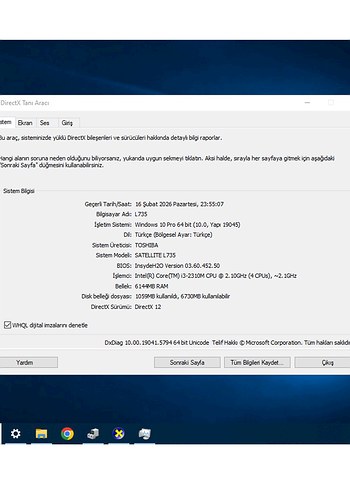 LAPTOP/TOSHIBA L735/Win 10/Kullanıma Hazır - Görsel 4