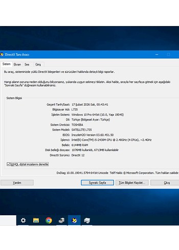 LAPTOP/TOSHIBA L735/Win 10/Kullanıma Hazır - Görsel 9