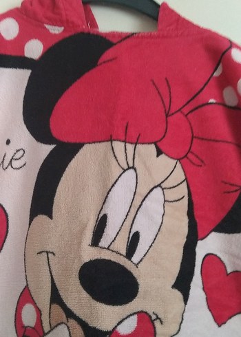 Kız Çocuk Minnie Baskılı Pembe Panço havlu - Görsel 4