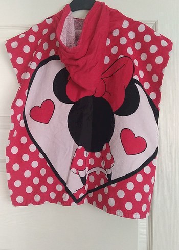 Kız Çocuk Minnie Baskılı Pembe Panço havlu - Görsel 6