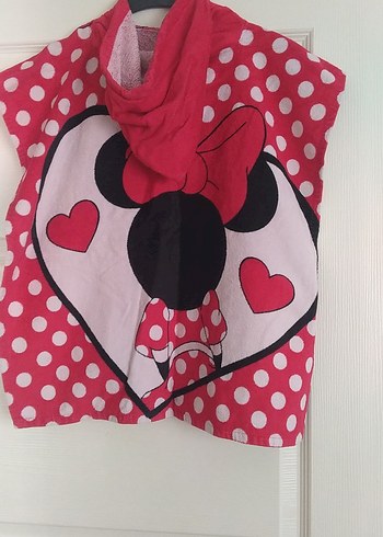 Kız Çocuk Minnie Baskılı Pembe Panço havlu - Görsel 5