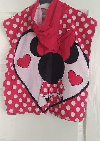Kız Çocuk Minnie Baskılı Pembe Panço havlu - Görsel 7