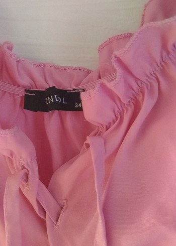 34 Beden pembe Renk Pembe V Yaka Kısa Kollu elbise