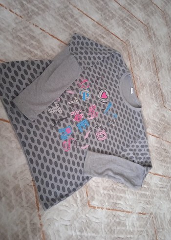 Kız Çocuk Gri Örme Sweatshirt ve Eşofman Takımı - Görsel 4