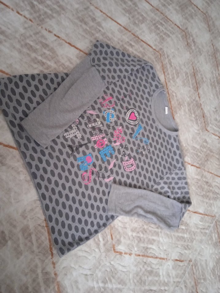 Kız Çocuk Gri Örme Sweatshirt ve Eşofman Takımı - Görsel 4