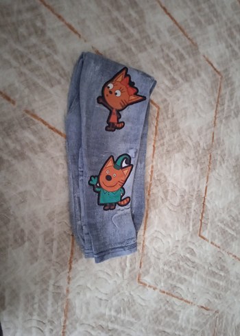 Kız Çocuk Baskılı Kot Tayt - Görsel 2