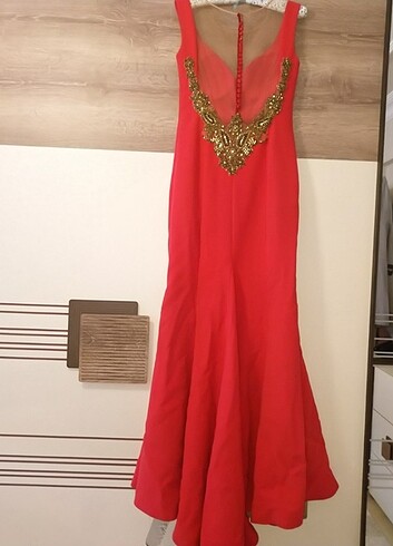 Kırmızı Balık model Abiye elbise
