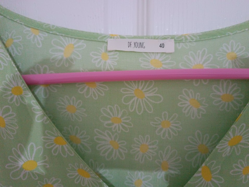 Düğmeli Yeşil V Yaka Midi Bohem Elbise - Görsel 5