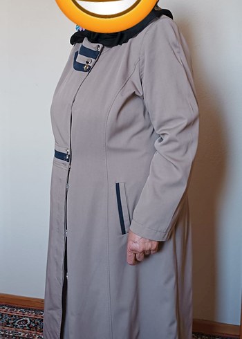 Düğmeli Bej Uzun Kadın Kaban - Görsel 5