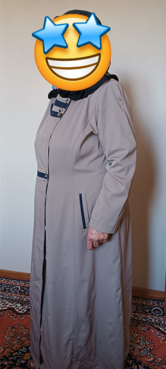 Düğmeli Bej Uzun Kadın Kaban - Görsel 5