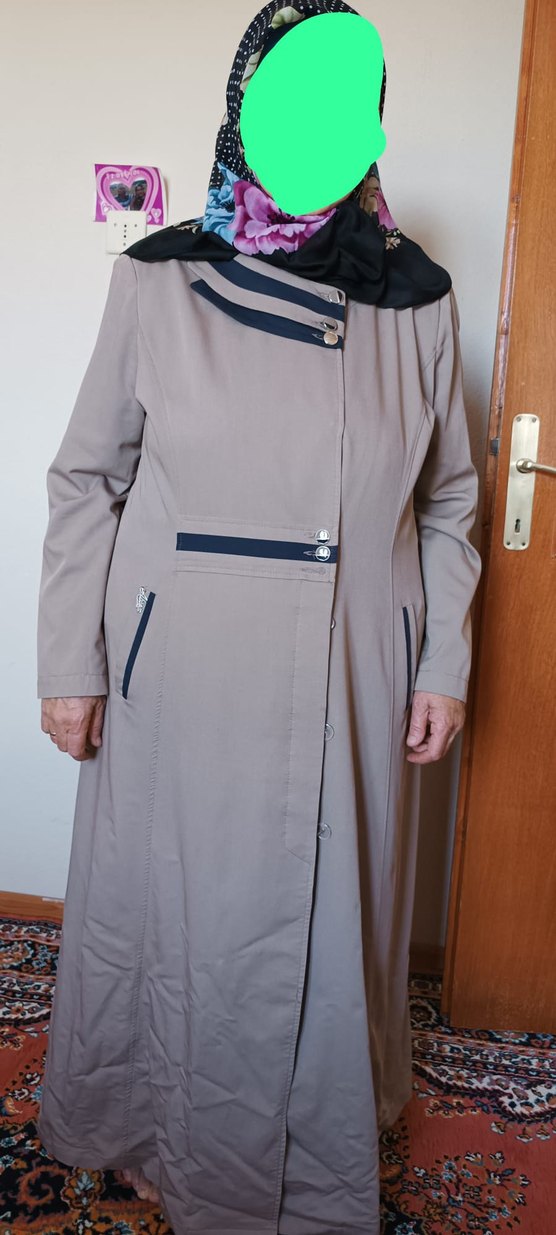 Düğmeli Bej Uzun Kadın Kaban - Görsel 4