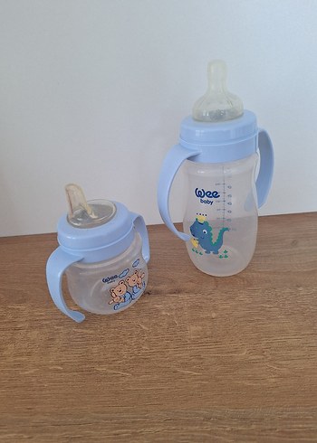 Mavi Bebek Biberon Seti, Kulplu, Yumuşak Emzikli
