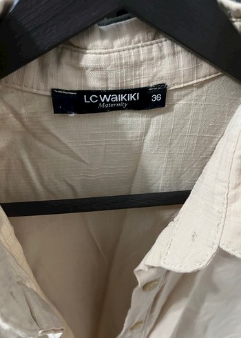 Bej Kısa Kollu Keten Bluz - Görsel 3