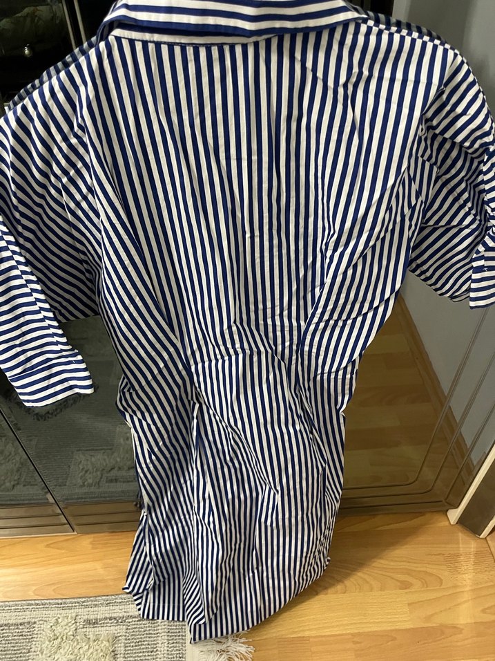 Mavi Çizgili Kısa Kollu Gömlek - Görsel 2