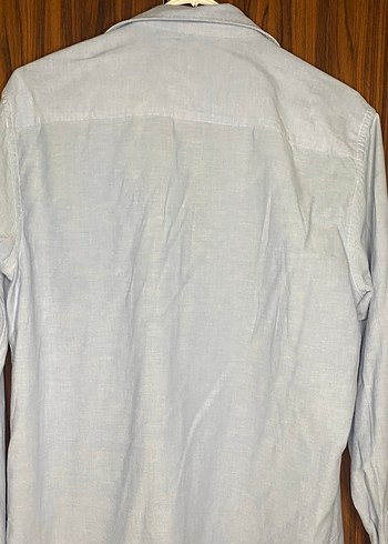 Erkek Uzun Kollu Mavi Keten Gömlek - Görsel 6