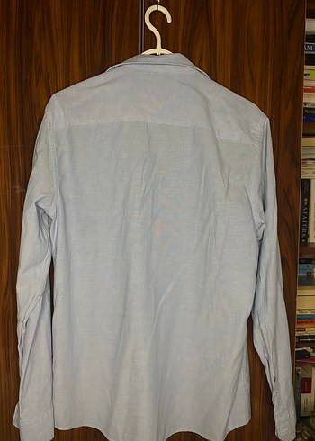 Erkek Uzun Kollu Mavi Keten Gömlek - Görsel 8