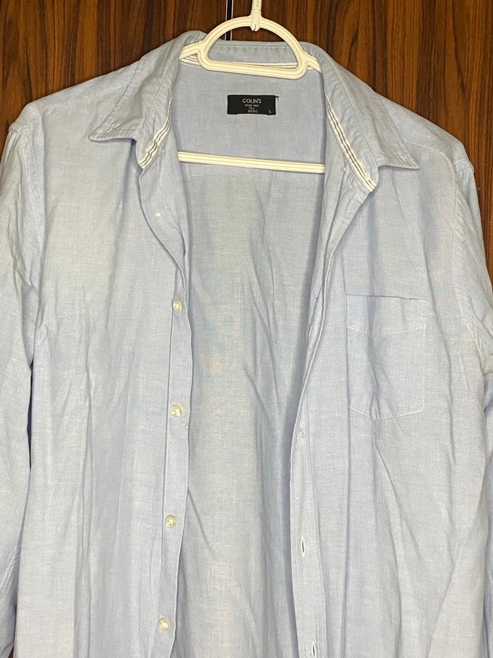 Erkek Uzun Kollu Mavi Keten Gömlek - Görsel 2