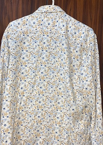 Erkek Beyaz Çiçek Desenli Uzun Kollu Gömlek - Görsel 5