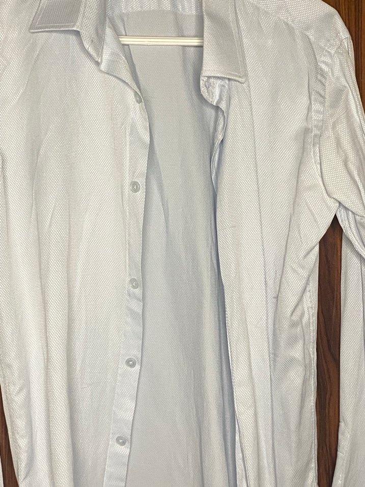 Uzun Kollu Beyaz Keten Erkek Gömlek - Görsel 2
