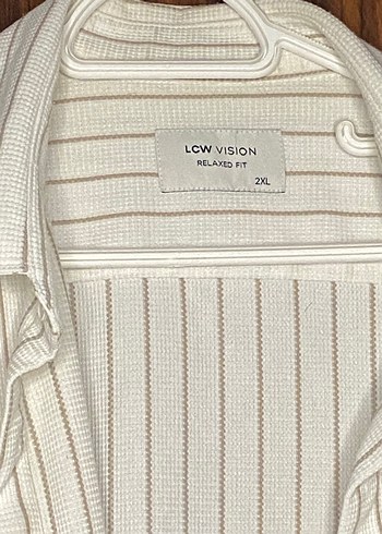 Beyaz Çizgili Kısa Kollu Erkek Gömlek - Görsel 3