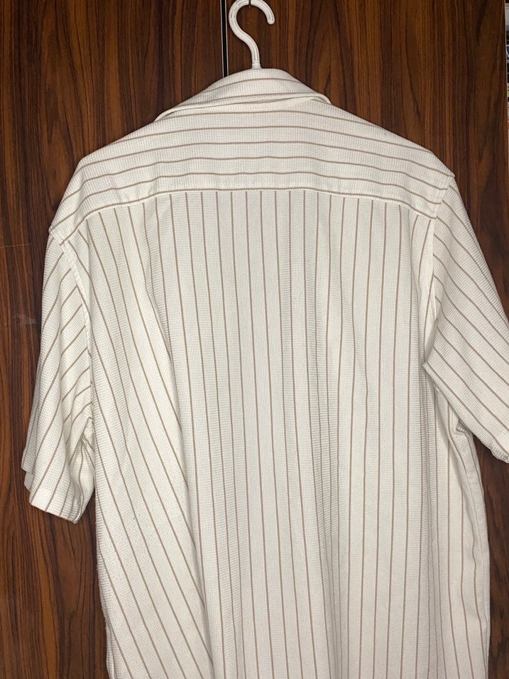 Beyaz Çizgili Kısa Kollu Erkek Gömlek - Görsel 4