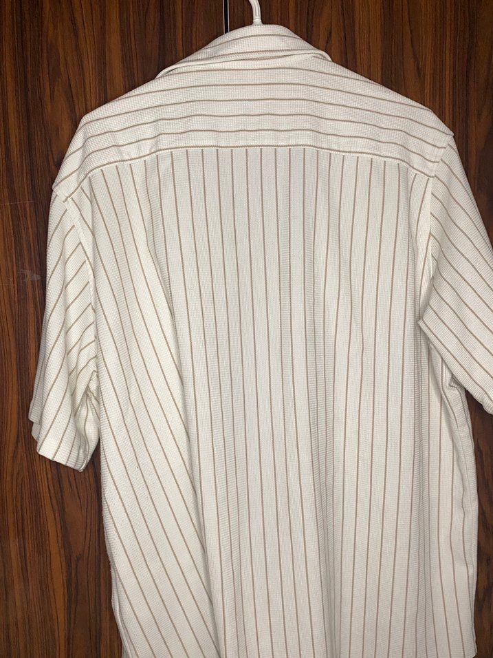 Beyaz Çizgili Kısa Kollu Erkek Gömlek - Görsel 5