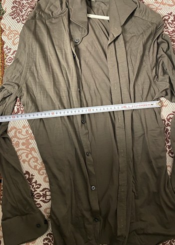 Düğmeli Bej Erkek Keten Gömlek Likrali - Görsel 5