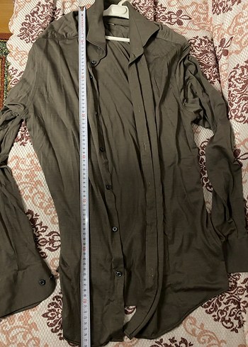 Düğmeli Bej Erkek Keten Gömlek Likrali - Görsel 4