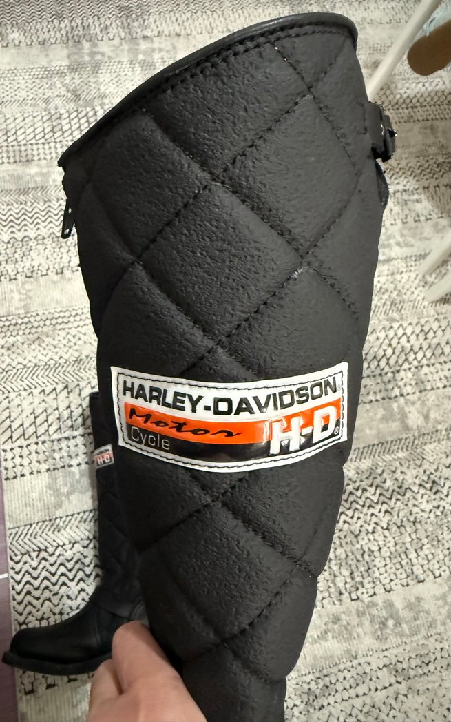 Kadın Siyah Deri Tokalı Biker Diz Üstü harley davıdson çizme - Görsel 3