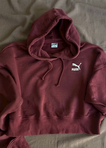 m Beden bordo Renk Puma Bordo Kapüşonlu Kadın Sweatshirt
