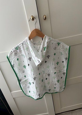 Kapüşonlu müslin panço - Görsel 2