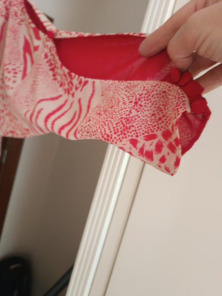 Bohem Kırmızı Desenli Uzun Kollu Bluz - Görsel 2