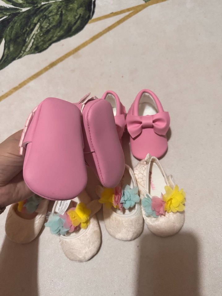 Kız Bebek İlk Adım Ayakkabısı, Pembe, Fırfırlı İKİZ İÇİN - Görsel 3