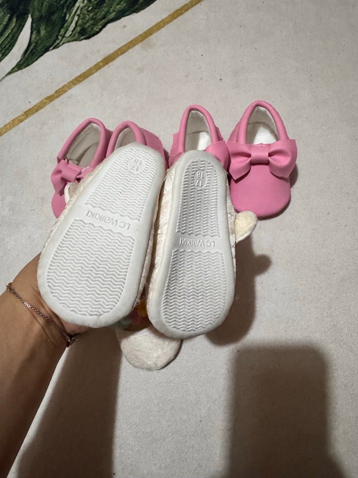 Kız Bebek İlk Adım Ayakkabısı, Pembe, Fırfırlı İKİZ İÇİN - Görsel 2