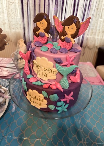 Renkli Deniz Kızı Figürlü Dekoratif Pasta - Görsel 2