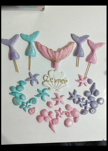 Renkli Deniz Kızı Figürlü Dekoratif Pasta - Görsel 4