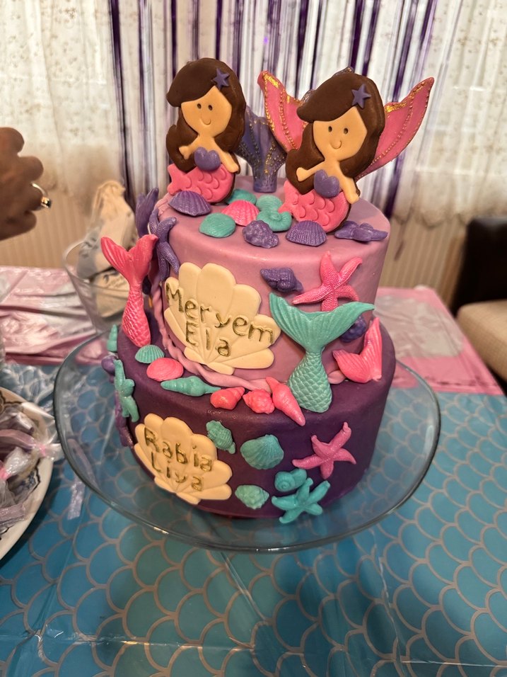 Renkli Deniz Kızı Figürlü Dekoratif Pasta - Görsel 2