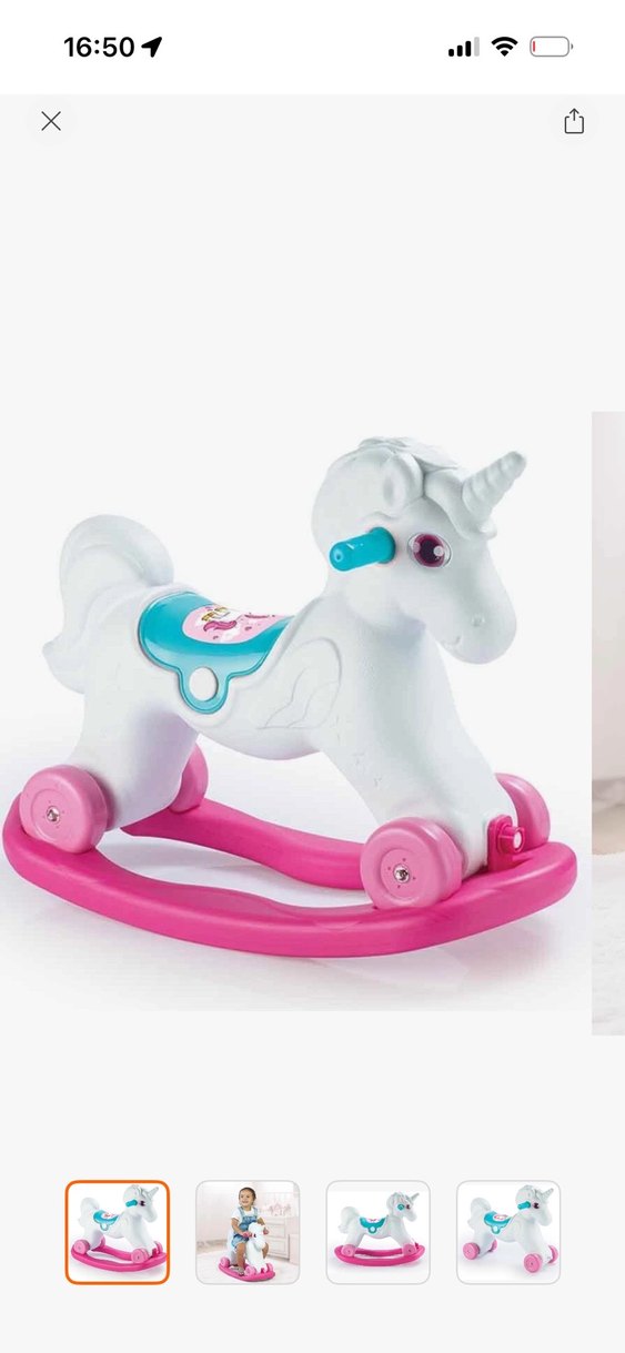 Beyaz Unicorn Sallanan At Oyuncak ve Aktıve masası  DOLU OYUNCAK - Görsel 2