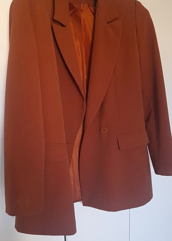 Düğmeli Kahverengi Kadın Blazer Ceket
